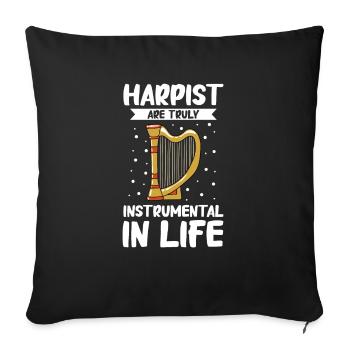 Harpiste Harpe Musique Harpiste - Housse de coussin décorative 45 x 45 cm - noir - Devant