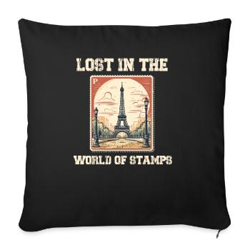 Stamp Collector Postage Stamping Philatelist Men - Sofa pillowcase 17,3'' x 17,3'' (45 x 45 cm) - black - Front