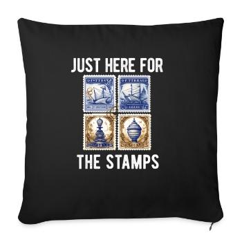 Stamp Collector Postage Stamping Philatelist Men - Sofa pillowcase 17,3'' x 17,3'' (45 x 45 cm) - black - Front