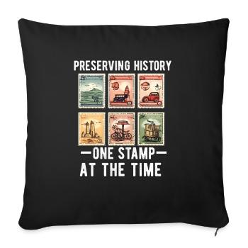 Stamp Collector Postage Stamping Philatelist Men - Sofa pillowcase 17,3'' x 17,3'' (45 x 45 cm) - black - Front