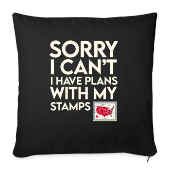 Stamp Collector Postage Stamping Philatelist Men - Sofa pillowcase 17,3'' x 17,3'' (45 x 45 cm) - black - Front
