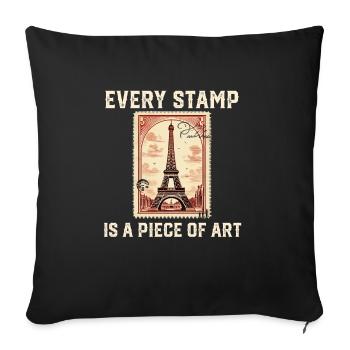 Stamp Collector Postage Stamping Philatelist Men - Sofa pillowcase 17,3'' x 17,3'' (45 x 45 cm) - black - Front
