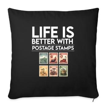 Stamp Collector Postage Stamping Philatelist Men - Sofa pillowcase 17,3'' x 17,3'' (45 x 45 cm) - black - Front