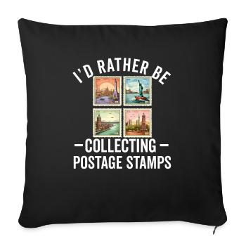 Stamp Collector Postage Stamping Philatelist Men - Sofa pillowcase 17,3'' x 17,3'' (45 x 45 cm) - black - Front