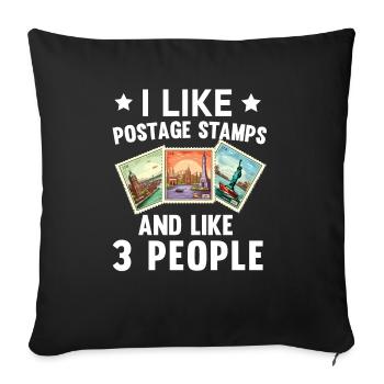 Stamp Collector Postage Stamping Philatelist Men - Sofa pillowcase 17,3'' x 17,3'' (45 x 45 cm) - black - Front