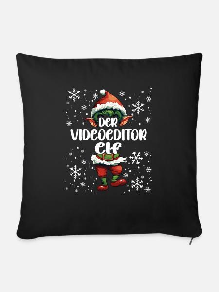 Weihnachtsoutfit Videoeditor Wichtel - Sofakissenbezug 45 x 45 cm - Schwarz