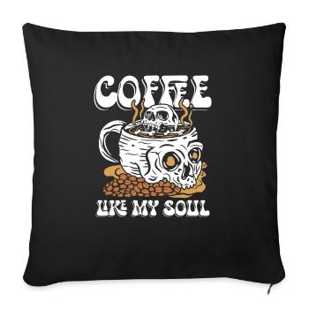 Le café comme mon âme | crâne d’agitation - Housse de coussin décorative 45 x 45 cm - noir - Devant