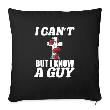 Je ne peux pas, mais je connais un gars drôle Jésus-Christ Meme - Housse de coussin décorative 45 x 45 cm - noir - Devant