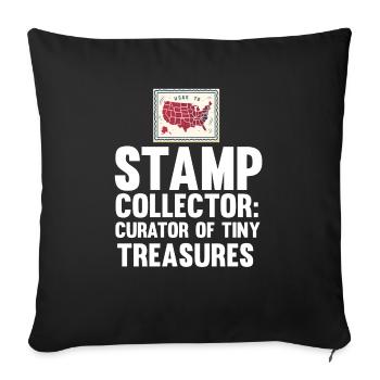 Stamp Collector Postage Stamping Philatelist Men - Sofa pillowcase 17,3'' x 17,3'' (45 x 45 cm) - black - Front
