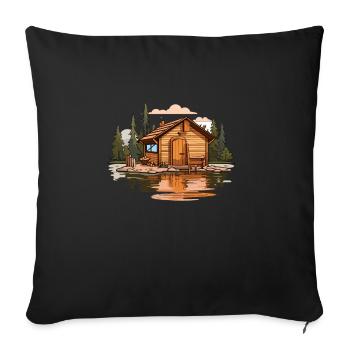 Sauna T Finnish sauna wellness for sauna lovers - Sofa pillowcase 17,3'' x 17,3'' (45 x 45 cm) - black - Front