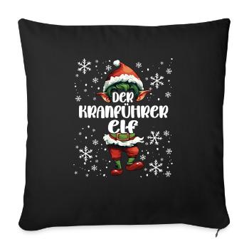 Weihnachtsoutfit Krahnführer Wichtel - Sofakissenbezug 45 x 45 cm - Schwarz - Vorne