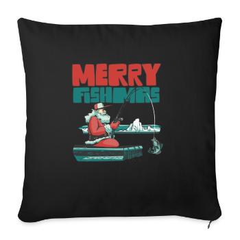 Fishing Christmas Costume Merry Fishmas Funny - Sofakissenbezug 45 x 45 cm - Schwarz - Vorne