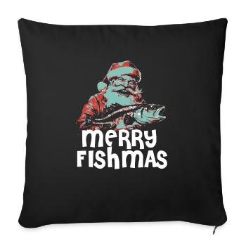 Funny Santa Claus Fishing Merry Fishmas Christmas - Sofa pillowcase 17,3'' x 17,3'' (45 x 45 cm) - black - Front