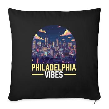 Philadelphia City Pennsylvania USA United States - Sofa pillowcase 17,3'' x 17,3'' (45 x 45 cm) - black - Front