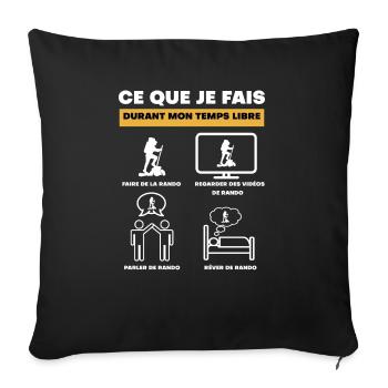 durant temps libre rando - Housse de coussin décorative 45 x 45 cm - noir - Devant