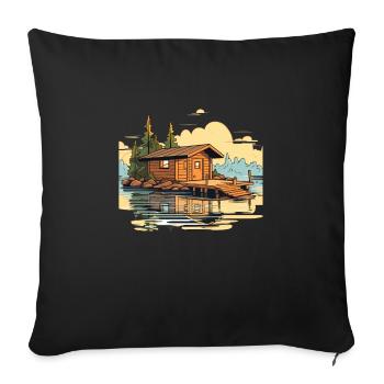Gift for sauna fans sauna lovers with humor - Sofa pillowcase 17,3'' x 17,3'' (45 x 45 cm) - black - Front
