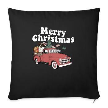 Vintage Red Pick Up Truck Saint Bernard Dog Merry - Sofa pillowcase 17,3'' x 17,3'' (45 x 45 cm) - black - Front