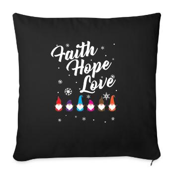 Religieuse Famille Foi Espoir Amour Noël Gnome - Housse de coussin décorative 45 x 45 cm - noir - Devant