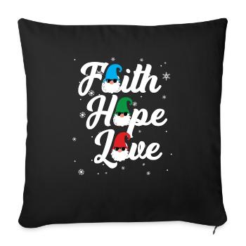 Religieuse Famille Foi Espoir Amour Noël Gnome - Housse de coussin décorative 45 x 45 cm - noir - Devant