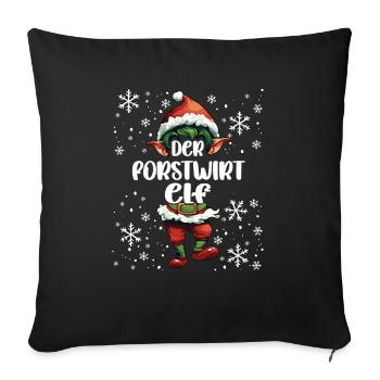 Weihnachtsoutfit Forstwirt Elf Wichtel - Sofakissenbezug 45 x 45 cm - Schwarz - Vorne