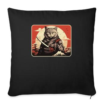 Japanese Samurai Cat Japan Aesthetic Cat Lover - Sofa pillowcase 17,3'' x 17,3'' (45 x 45 cm) - black - Front