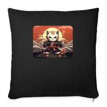 Japanese Samurai Cat Japan Aesthetic Cat Lover - Sofa pillowcase 17,3'' x 17,3'' (45 x 45 cm) - black - Front