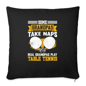 Tennis de table dictant raquette de tennis de table - Housse de coussin décorative 45 x 45 cm - noir - Devant