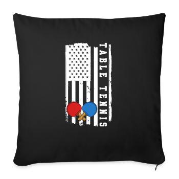 Tennis de table dictant raquette de tennis de table - Housse de coussin décorative 45 x 45 cm - noir - Devant