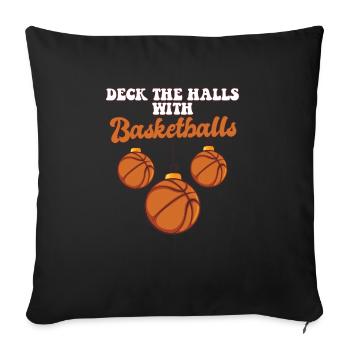 Basketball Player Coach Christmas Balls Deck The - Sofa pillowcase 17,3'' x 17,3'' (45 x 45 cm) - black - Front