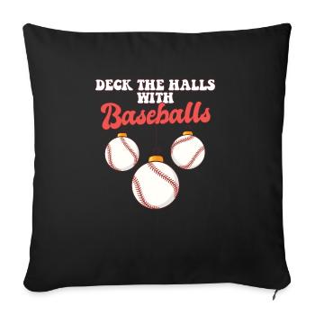 Baseball Player Catcher Christmas Balls Deck The - Sofa pillowcase 17,3'' x 17,3'' (45 x 45 cm) - black - Front