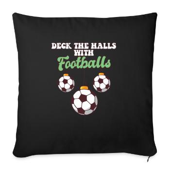 Football Player Coach Christmas Balls Deck The - Sofa pillowcase 17,3'' x 17,3'' (45 x 45 cm) - black - Front