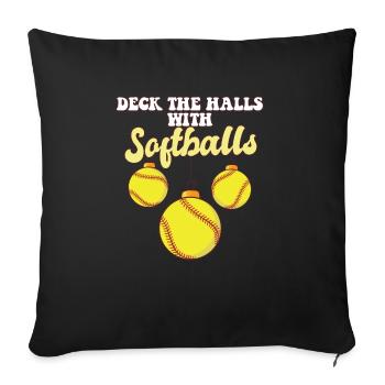 Joueur de softball Catcher boules de Noël Deck le - Housse de coussin décorative 45 x 45 cm - noir - Devant