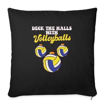 Volleyball Player Coach Christmas Balls Deck The - Sofa pillowcase 17,3'' x 17,3'' (45 x 45 cm) - black - Front