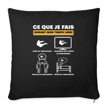 durant temps libre taekwondo - Housse de coussin décorative 45 x 45 cm - noir - Devant