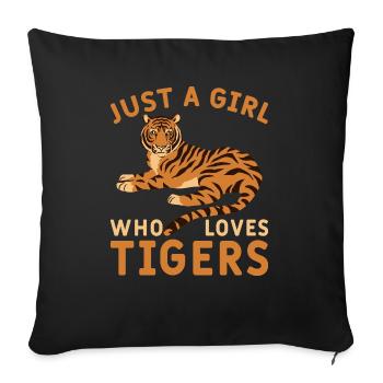 Girl Who Loves Tiger Tiger Animal Lover - Sofa pillowcase 17,3'' x 17,3'' (45 x 45 cm) - black - Front