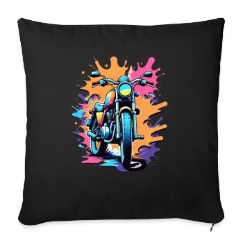 moto vintage style retro - graffiti - Housse de coussin décorative 45 x 45 cm - noir - Devant