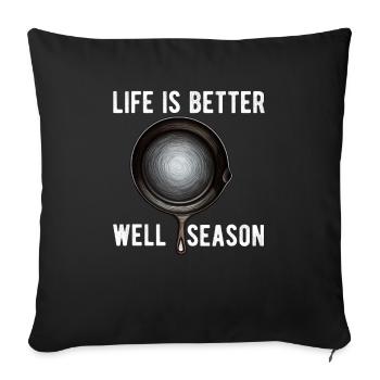 Poêle en fonte Lover Friture Poêle Drôle De Cuisson - Housse de coussin décorative 45 x 45 cm - noir - Devant