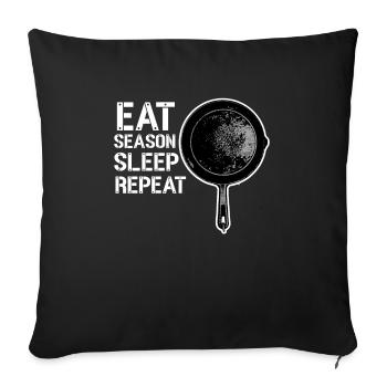 Poêle en fonte Lover Friture Poêle Drôle De Cuisson - Housse de coussin décorative 45 x 45 cm - noir - Devant