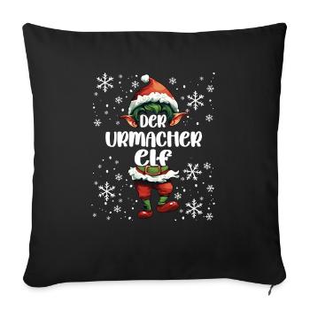 Weihnachtsoutfit Kindergärtnerin Wichtel - Sofakissenbezug 45 x 45 cm - Schwarz - Vorne