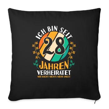 Ehe Nelkenhochzeit 28 Jahre Verheiratet Hochzeitst - Sofakissenbezug 45 x 45 cm - Schwarz - Vorne
