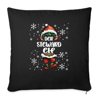 Weihnachtsoutfit Steward Elf Wichtel - Sofakissenbezug 45 x 45 cm - Schwarz - Vorne