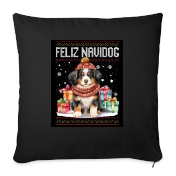 Bernese Dog Feliz Navidog - Feliz Navidad Christma - Sofa pillowcase 17,3'' x 17,3'' (45 x 45 cm) - black - Front