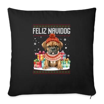 Boxer Dog Feliz Navidog - Feliz Navidad Christmas - Sofa pillowcase 17,3'' x 17,3'' (45 x 45 cm) - black - Front