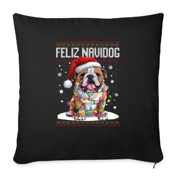 Bulldog puppy Feliz Navidog - Feliz Navidad Christ - Sofa pillowcase 17,3'' x 17,3'' (45 x 45 cm) - black - Front