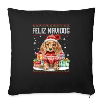 Cocker Spaniel Dog Feliz Navidog - Feliz Navidad - Sofa pillowcase 17,3'' x 17,3'' (45 x 45 cm) - black - Front