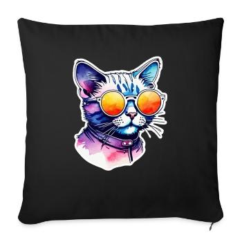 Cat or Kitten - Cute - Sunglasses - Sofa pillowcase 17,3'' x 17,3'' (45 x 45 cm) - black - Front