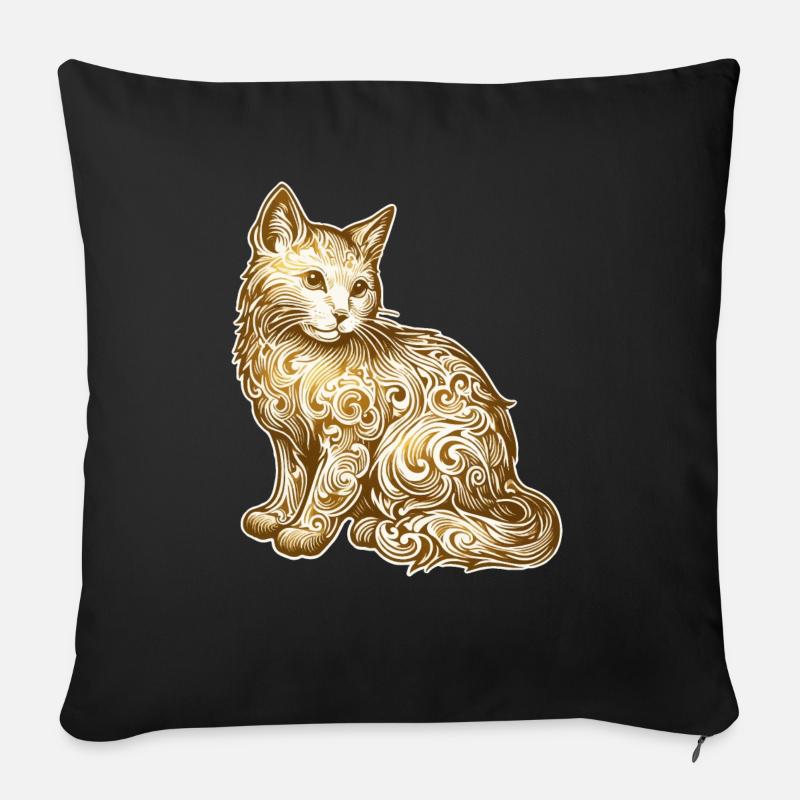 chat - Housse de coussin décorative 45 x 45 cm - noir