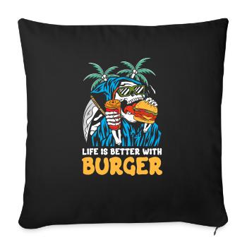 Mit Burger ist das Leben besser | Reaper Beach Schädel - Sofakissenbezug 45 x 45 cm - Schwarz - Vorne