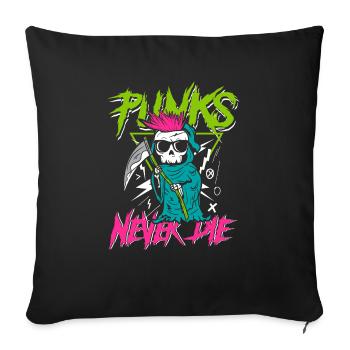 Punks never die | anti establishment skull - Sofa pillowcase 17,3'' x 17,3'' (45 x 45 cm) - black - Front