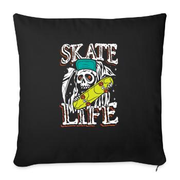 La vie de skate | Crâne punk roulant - Housse de coussin décorative 45 x 45 cm - noir - Devant